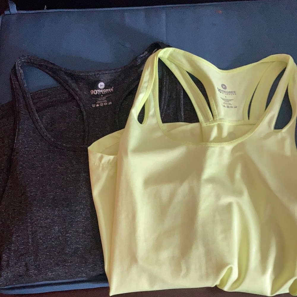 TWO 90 degree racer back tanks